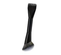 Luwecf Foundation Pinceau Double Embout Brosse Maquillage Fond de Teint Outil Cosmétique Multifonction Manche en Bois Brosse Adaptée Peau Mixte, Noir