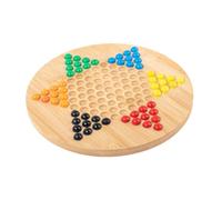 Luwecf Jeu de société familial de dames chinoises en bois avec 6 billes de couleur Jeu de stratégie classique