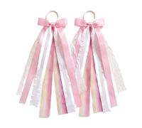 Luwecf Lot de 2 Nœuds pour Bottes de Cowboy, Ornés de Perles à Paillettes, de Ruban de Dentelle et D'un Pendentif. Accessoire Idéal pour Les Mariages, An, Rose