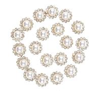 Luwecf Lot de 20 Boutons Plats en et Fausses Perles, Ornés de Fleurs, pour La Confection de Robes de Mariée, comme Images, 12mm