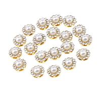 Luwecf Lot de 20 Boutons Plats en et Fausses Perles, Ornés de Fleurs, pour La Confection de Robes de Mariée, comme Images, 8mm