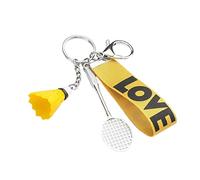 Luwecf Mini Porte-clés Badminton Racket Porte-clés Ball Pendentif Accessoire Bidule Alliage Créatif à Transporter Facilement Adapté pour Hommes
