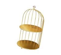 Luwecf Organisateur de Commode En Forme de Cage à Oiseaux, Porte-maquillage pour Salle de Bain, Présentoir à Parfums et Rouges à Lèvres Nordiques En Fer, or 2 niveaux