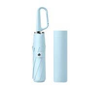 Luwecf Parapluie Pliable Mini Compact avec Boucle Pratique 8 Armatures Robustes Étanche Protection Anti- Léger et Transportable Convient Aux Hommes Femmes, Bleu Clair