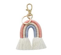 Luwecf Rainbow Porteclés Porteclés Tissé Breloques Sac Bandoulière Pendentif Pompon Alliage Léger Décoration Suspendue Adapté pour Femmes, Rose