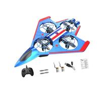 Luwecf RC Avion Télécommandé avec Ailes Fixes Hélicoptère Jet de Chasse Lumière LED Intégrée Fonction Flip 360° Conçu en PP Solide Adapté aux Enfants et, Batterie Bleu Rouge 2