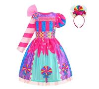 Luwecf Robe pour Petite Fille avec Accessoire Bandeau Costume Princesse Candy Jupe Festive En Polyester Robe Sucrée Adaptée pour Fête Anniversaire P, M