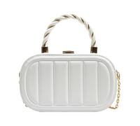 Luwecf Sac à Bandoulière Chic Petit Sac Carré Chaîne Pochette Soirée Poignée Cuir PU Conception Portable Rangement Gagné Adapté pour Vacances Shopping Événem, Blanc