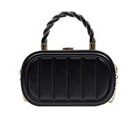 Luwecf Sac à Bandoulière Chic Petit Sac Carré Chaîne Pochette Soirée Poignée Cuir PU Conception Portable Rangement Gagné Adapté pour Vacances Shopping Événem, Noir