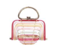 Luwecf Sac à Main en Acrylique Tissé pour Femme Sac de Plage Pochette Raffinée Conception Ouverte Adapté pour Bal Champêtre Dîner Extérieur Dimension, Style B