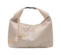 Luwecf Sac à Main Femme Embroidered Dumpling Clutch Bandoulière Hobo PU avec Poignée Brodée Texture Soie Adapté pour Bal Cadeau Style Vestimentaire, Blanc