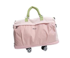 Luwecf Sac Cabine Femme Trolley Sacoche Ordinateur Portable à roulettes Détachable Valise Duffel Nylon Léger Pliable avec Bandoulière Adapté Au Travai, Rose