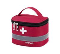 Luwecf Sac de Premiers Secours Trousse de Médecine Vide Pochette D'Urgence Zippée Portable Compartiments Multiples Tissu Oxford Résistant Adaptée à La Voitur, S Red