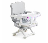 Luwecf Siège repas bébé pliable évolutif avec musique et lumières pour la maison et l'extérieur, pour l'extérieur - pour enfants, Gris, Gris