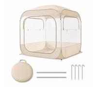 Luwecf Tente Camping familiale, Double Couche imperméable pour activités Plein air, pour la Nature, Blanc cassé, 183 * 183 * 220CM