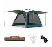 Luwecf Tente Camping Pliante Toutes Saisons Double Couche imperméable, pour Les familles - Tent, Abri de Camping Vert avec Quatre Ensembles de poteaux