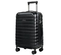 Luwecf Valise de Rigide Bagage à Main Valise Trolley Valise à roulettes avec Coque Nervurée en PC Poignées Supérieure et Latérale Mobilité à Quatre Roues, Noir, Noir Chevalier, 20 Pouces