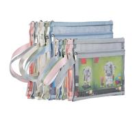 Luweesto Sacs de rangement en maille à fermeture éclair colorés, 5 pièces A4 & 5 pièces A5 en nylon à double couche pour ensembles de construction de puzzles, sacs de rangement et d'organisation pour
