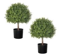 LUWENER Lot de 2 Boules topiaires artificielles de 62,2 cm, Fausses Boules de buis en Pot, Plantes d'extérieur pour décoration de Porte d'entrée, décoration d'intérieur, Jardin, décoration de Mariage