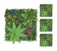 LUWENER Lot de 4 panneaux muraux de gazon artificiel de 1 m x 1 m - Panneaux muraux de fougère mélangée - Plantes de verdure - Panneaux de haie de buis pour clôture, écran d'intimité (4 pièces, 50 x