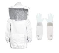 Luwint Veste et gants d'apiculture pour enfants, voile ventilé pour enfants, veste d'apiculteur avec gants d'apiculture en peau de chèvre pour enfants (90 à 120 cm)