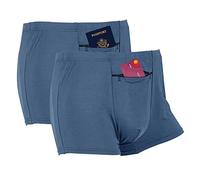 LUWOO sous-vêtements pour Hommes avec Fermeture éclaire, Travel Boxer Brief, Taille Moyenne 2 Paquets (Bleu)