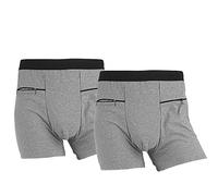 LUWOO sous-vêtements pour Hommes avec Fermeture éclaire, Travel Boxer Brief, Taille Moyenne 2 Paquets (Gris)