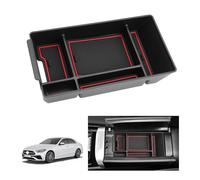 LUWU Compatible avec Mercedes-Benz W206 2023 2024 2025 Console centrale Accoudoir Boîte de rangement W206 Boîte à gants Plateau avec tapis antidérapant Accessoires W206 (rouge)