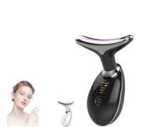 LUX COVE Appareil de massage facial contre les rides, lumière LED EMS Gua Sha électrique, 3 modes, chauffage constant 45 °C, raffermissement du visage en forme de V (noir)