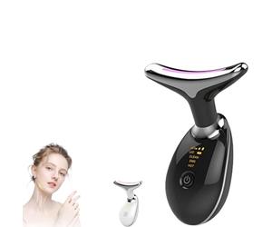 LUX COVE Appareil de massage facial contre les rides, lumière LED EMS Gua Sha électrique, 3 modes, chauffage constant 45 °C, raffermissement du visage en forme de V (noir)