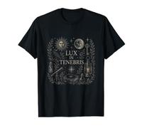 Lux in Tenebris Gothique Latin Design T-Shirt Graphique avec Valeur