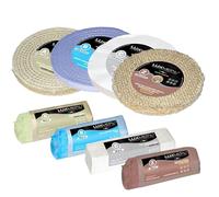 Lux Metal - Kit 4 Disques de Polissage de 200 mm et 4 Pâtes Abrasives de 350 gr - Parfaits pour polir des métaux tels que l'aluminium, le fer, l'acier inoxydable, le laiton, le cuivre, l'or, le marbre