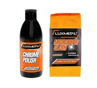 Lux Metal - Kit de polissage Chrome Polish 250g + chiffon microfibre | Pâte abrasive pour chrome, élimine rayures, oxydation, rouille | Brillance voiture, moto, carrosserie