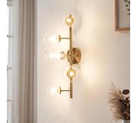 lux.pro Applique Murale Intérieure avec 5 Douilles Luminaire Moderne Abat-Jour en Forme de Boule Décorative Lampe Chic G9 Chambre Salon Escalier Couloir Métal Verre 62 x 35 x 24 cm Or