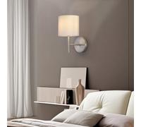 lux.pro Applique Murale Style Intemporel Luminaire Murale avec Abat-Jour en Tissu Lampe Murale pour Salon Chambre Bureau Métal Polyester 27 x 15 x 21 cm Argent Blanc