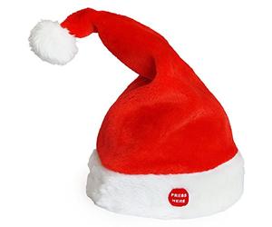 lux.pro Bonnet du Père Noël Dansant Chantant Accessoire de Noël Festif 39 x 22 cm Rouge Blanc