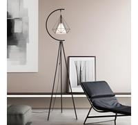 lux.pro Lampadaire Design Intemporel Lampe sur Pied Moderne Élégante Luminaire Trépied pour Salon Chambre avec Interrupteur à Pied E27 60W Métal Polyester Hauteur 171 cm Noir Blanc