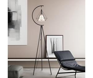 lux.pro Lampadaire Design Intemporel Lampe sur Pied Moderne Élégante Luminaire Trépied pour Salon Chambre avec Interrupteur à Pied E27 60W Métal Polyester Hauteur 171 cm Noir Blanc