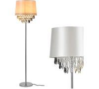 lux.pro Lampadaire Lampe sur Pied Métal Poli Tissu Blanc Chrome 1 x E27 161 cm