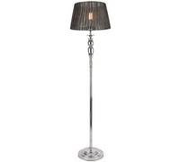 lux.pro Lampadaire Lampe sur Pied Métal Tissu Douille 1 x E27 Luminaire Intérieur 151 cm Chrome Gris