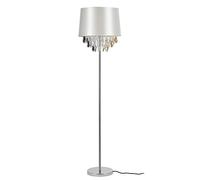 lux.pro Lampadaire Lampe sur Pied Métal Poli Tissu Blanc Chrome 1 x E27 161 cm