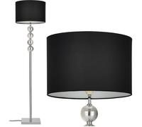 lux.pro Lampadaire Lampe à Pied Métal Poli Tissu Chrome Noir 155 cm