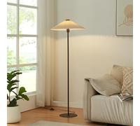 lux.pro Lampadaire Style Intemporel Lampe sur Pied Élégante LED Luminaire Design pour Salon Chambre Bureau Lampe de Lecture Interrupteur à Pied E27 Métal Hauteur 149 cm Marron Blanc