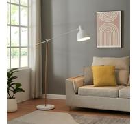 lux.pro Lampadaire Style Intemporel Lampe sur Pied Élégante LED Luminaire Orientable Design pour Salon Chambre Bureau Lampe Décorative Stable Bras Réglable E27 Métal Hauteur 163 cm Effet Bois Blanc