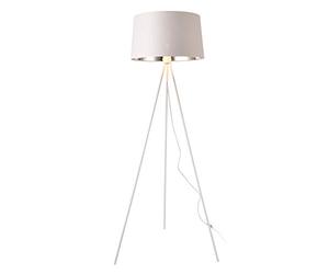 lux.pro Lampadaire Trépied Moderne Stylé Lampe sur Pied Design E27 Métal Textile Hauteur 150 cm Blanc Argenté