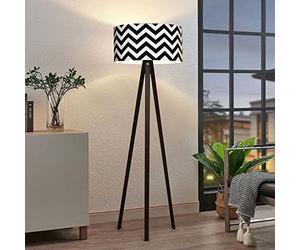 lux.pro Lampadaire Trépied Style Intemporel Lampe sur Pied Élégante LED Luminaire Design pour Salon Chambre Bureau Lampe de Lecture Décorative Stable E27 MDF Tissu Hauteur 140 cm Noir Blanc