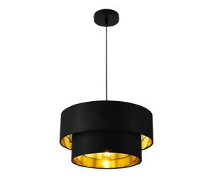 lux.pro Lampe à Suspendre Moderne Suspension Design Douille E27 60W en Métal et Textile Diamètre 40 cm Noir Doré