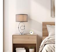 lux.pro Lampe de Table avec Douille E14 et Abat-Jour en Tissu Lampe de Bureau Lampe de Chevet Style Intemporel pour Salon Chambre Métal Polyester Hauteur 50 cm Chrome Gris