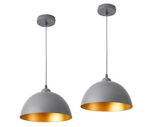 lux.pro Lot de 2 Lampes à Suspension Éclairage Intérieur Hauteur Réglable Métal E27 Diamètre 30 cm Gris Doré
