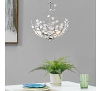 lux.pro Suspension Design Intemporel Luminaire Suspendu Lustre Design Abat-Jour avec Cristaux Artificiels Décoratifs 3 Douilles E14 Max 40 W Hauteur 124 cm Chrome